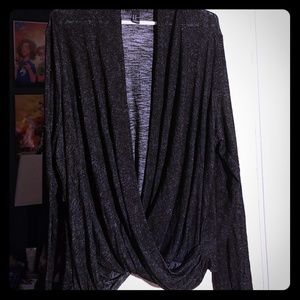 Beautiful stretchy grey cardigan w gold speckle